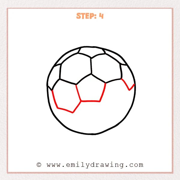 how to draw a soccer ball - Step 4